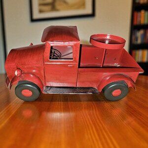 Red Fall Pickup Truck Décor – 12" Rustic Accent Piece
